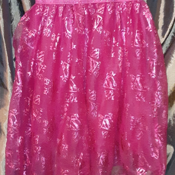 SUPERGIRL black & pink glittery dress sz7 - Picture 6 of 8